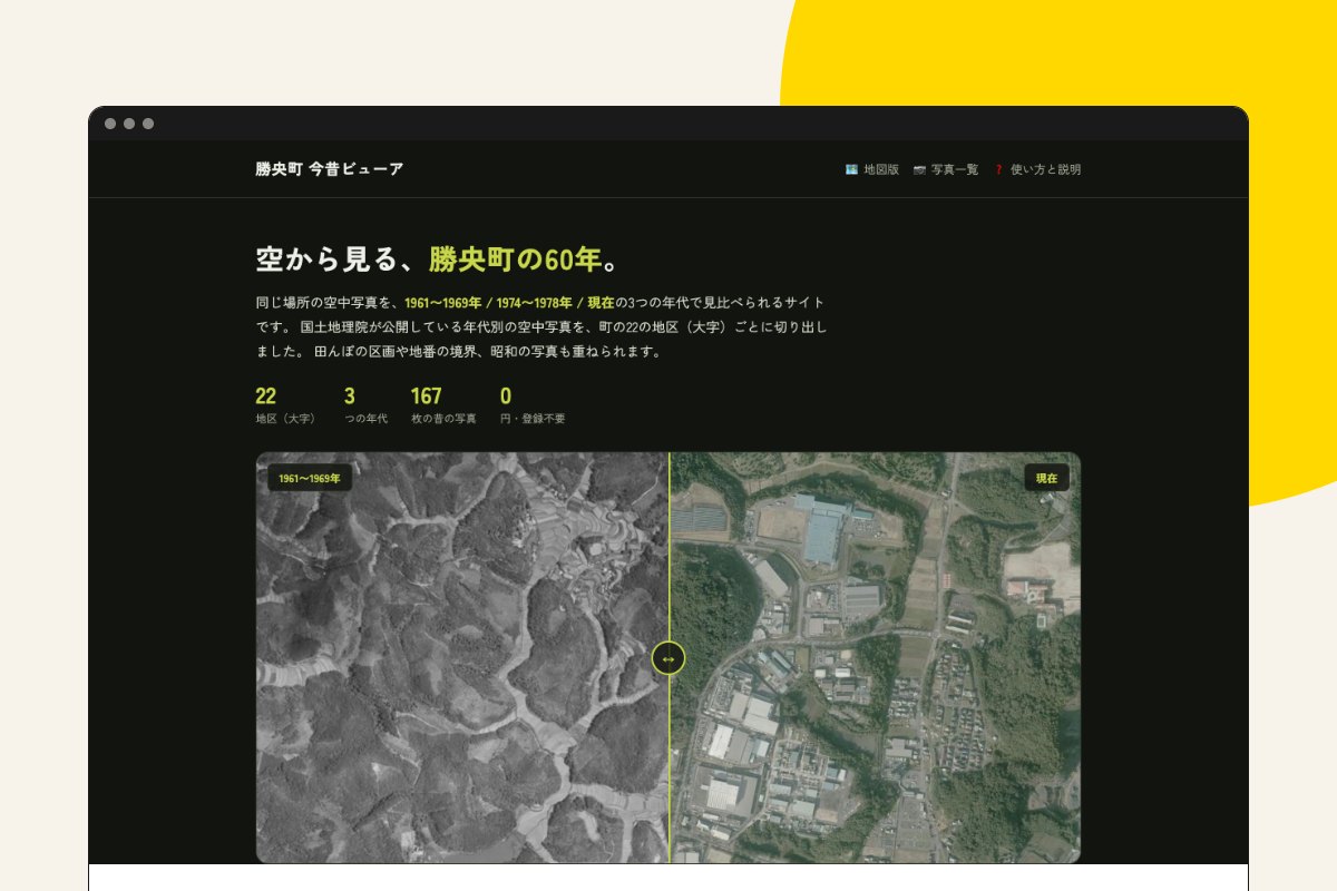 勝央町 今昔ビューアの画面